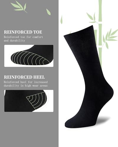 Niorasen 6 Pairs Bamboo Mens Socks, Comfortable Soft Top Crew Socks, Breathable Smart Classic Dress Sock with Gift Box for Everyday Business Casual multicolor 9-12 — view 4