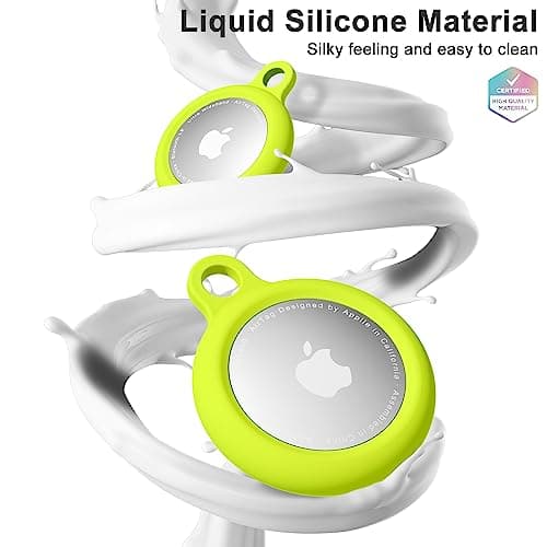 oakxco for Airtag Keychain Silicone Neon Green, Airtag Holder with Key Ring, Air Tag Cover Cute Accessories for Kids, Luggage, Car Dog Collar, Car, Compatible with Apple Airtag Case Waterproof, Lime — view 2