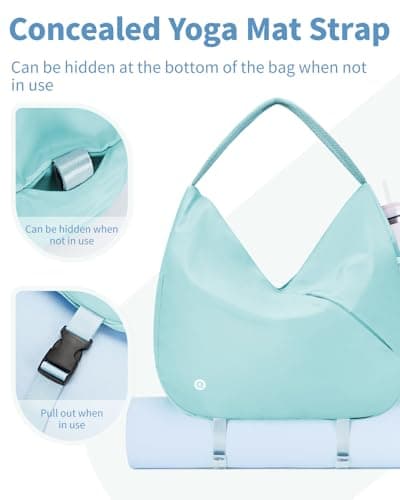 Ceneda Yoga Bag for Women, Gym Bag Womens with Hidden Yoga Mat Holder, Travel Duffel Bag with Shoe Compartment & Wet Pocket – Workout Dance Tote Overnight Weekender Bag for Travel Yoga (Mint Green) — view 2