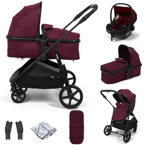 Puggle Monaco XT 2-in-1 i-Size Travel System with i-Size R129 Car Seat - Burgundy