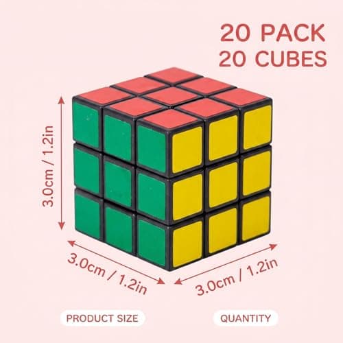 20 PCS Mini Rubix Cube 3x3 Puzzle Set, Portable Mini Puzzles for Party Bags and Travel Entertainment, Compact Educational Brain Teaser for Office and Classroom Activities — view 2