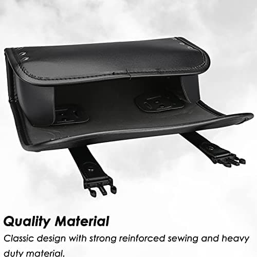 Wiipara Motorcycle Saddle Bag - Handmade PU Leather Handlebar Tool Bag, Round Barrel Shape Waterproof Roll Pouch With Straps for Scooter Front or Side (Large) — view 4