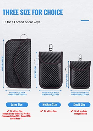 lanpard Faraday Pouch for car Keys, 2 Pack Faraday Bag, Key Signal Blocking Pouch, RFID Blocker for Keyless Entry Remote, Anti-Theft Remote Entry Keyless Protect Black,M — view 3