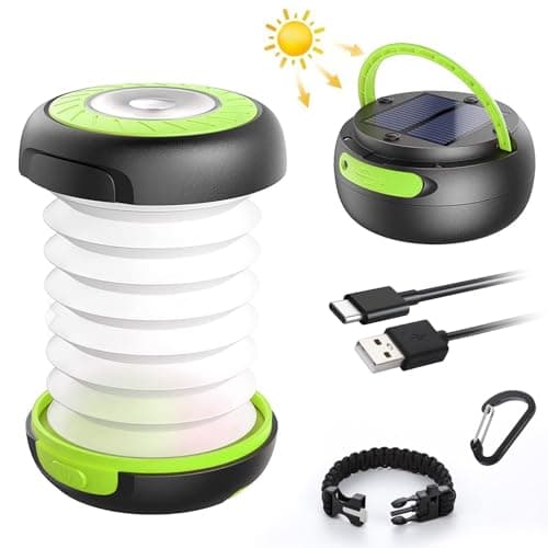 GlobaLink Rechargeable Camping Lantern, Solar Powered Camping Light，Green