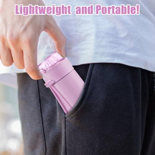 AMFUN 250ml Stainless Steel Insulated Water Bottles, Double Wall Vacuum Small Flask, Water Bottle with Straw, Leakproof Drinks Bottle with Carry Handle for Hot&Cold Drinks (Pink) — view 5