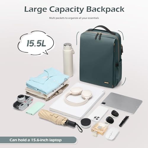 GOLF SUPAGS Stylish Laptop Backpack for Women Airline Approved Perfect for Work College and Travel Multi-Functional Casual Daypack Fits 15.6 Inch Notebook (Atrovirens) — view 5