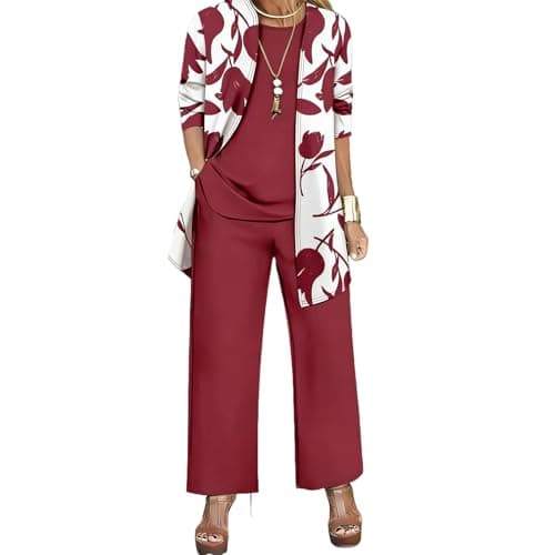 Leisure Wear Sets for Women Uk 3 Piece Co Ords Outfits Long Sleeve Cardigan Vest Top Wide Leg Trousers Suits Summer Casual Slim Tracksuit Floral Comfy Loungewear Elegant Travel Wedding Guest Outfits