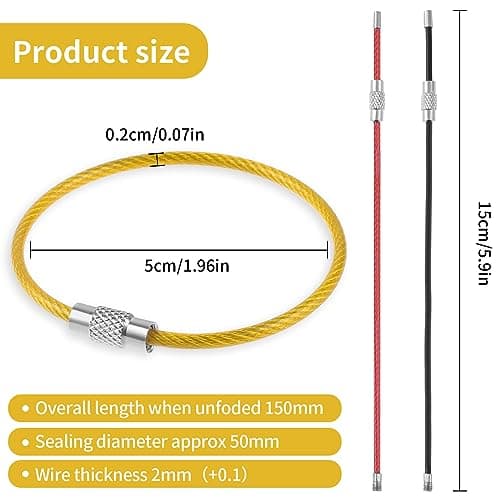 DIVINA VITAE 21 Pcs Wire Keychain Cable Stainless Steel Cable Key Ring 2mm 6 Inch Wire Key Ring for Luggage Tags Students, Office, Home, Outdoor Travel (Multicolor) — view 2