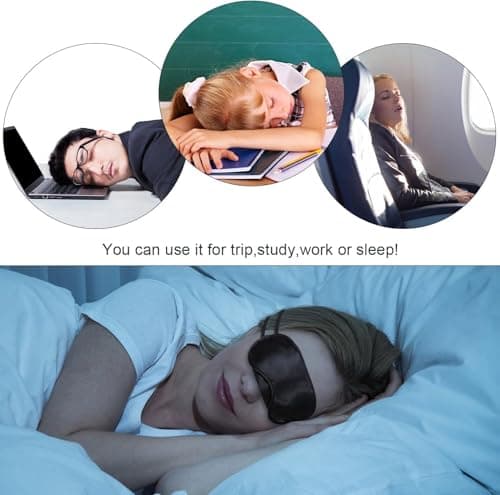 12 Pcs Sleep Eye Mask Shade Cover, Comfortable Lightweight, Eye Mask for Sleeping, Sleeping Blindfold for Men & Women, for Lunch Break/Travel/On The Plane/Hotel/Camping Usage (Black) — view 6