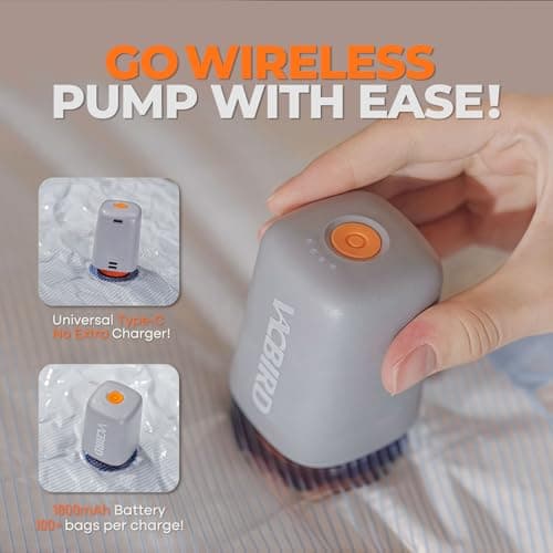 Vacbird Wireless Electric Vacuum Pump, 4500Pa Powerful Pump for Vacuum Storage Bags, Compression for Space Saving, Travel, Clothes & Bedding — view 4