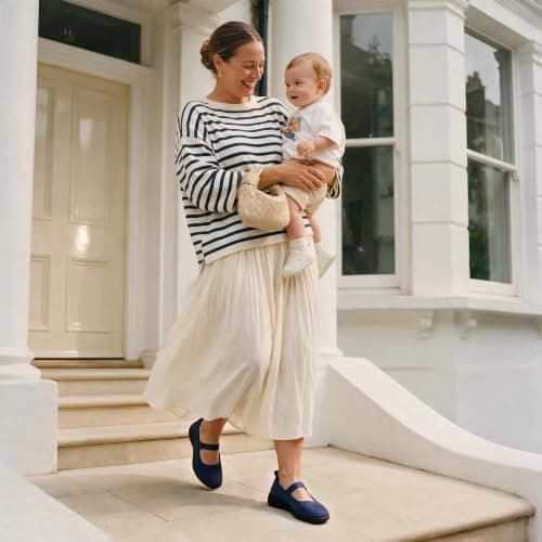 DREAM PAIRS Womens Ballet Mary Jane Flats Sneaker Shoes,Size 5.5,Navy — view 3