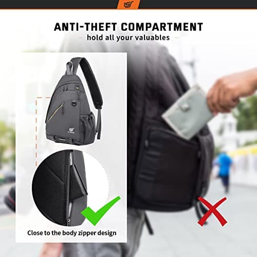 SKYSPER Sling Laptop Bag (Up to 13 Inch) - 18L Crossbody Sling Backpack Travel Shoulder Bag Hiking Daypack for Men Women(Darkgrey) — view 3