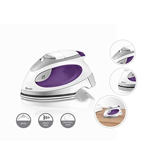 Swan SI3070N Compact, Steam Travel Iron, with Pouch and Beaker, Variable Temperature Control, 900W, Purple — view 5