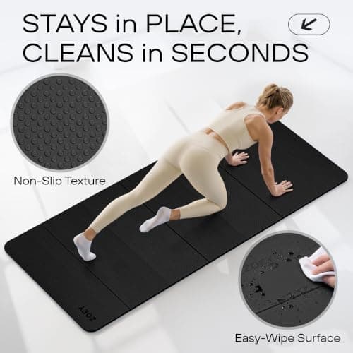 ZOEY 7-Fold Foldable Yoga & Exercise Mat, Extra-Wide 189x80cm XL Lightweight Non-Slip TPE Workout Mat for Yoga Pilates, Portable for Travel Camping Home Gym Floor, Dusty Black — view 5
