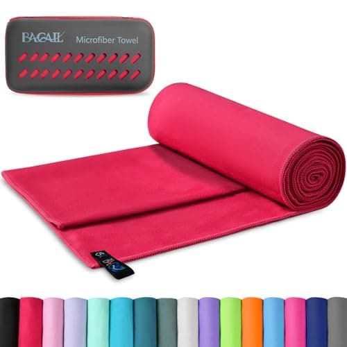 BAGAIL Microfibre Towel - Quick Dry, Super Absorbent, Ultra Light & Compact - Ideal for Camping, Travel & Beach, Swimming Towel, Great for Sports, Gym, Yoga and Backpacking, Red, 120x60cm