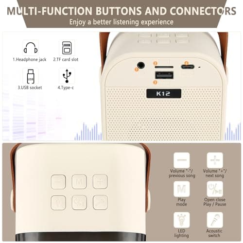 surfsexy Karaoke Machine with Bluetooth Speaker, 2 Wireless Mics, Portable Set , Birthday Gift 4-12, Family Party, for Girls for Kids Adults Kids, Pink — view 4
