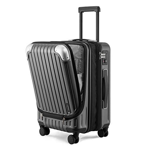 LEVEL8 Carry-on Suitcase, 20-Inch with Laptop Compartment, Expandable Hand Luggage Case, ABS+PC Hardshell Spinner Trolley Lightweight 4 Wheels Cabin Size with TSA for Travel for Airline, Grey