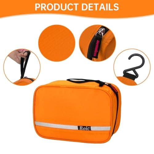 Boic Hanging Toiletry Bag, Travel Toiletry Bag for Women, Mens, Orange,M — view 2