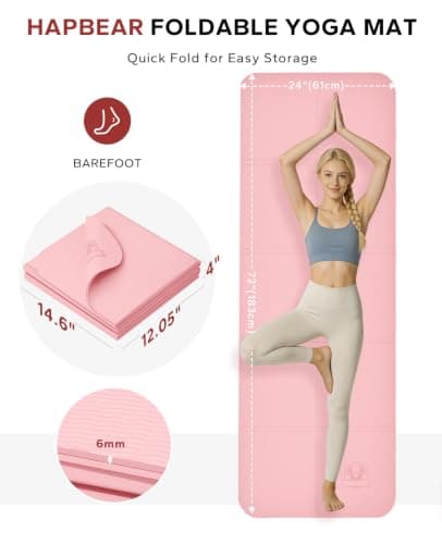 HAPBEAR Foldable Yoga Mat - 183×61cm×6mm, Includes Carry Bag — view 2