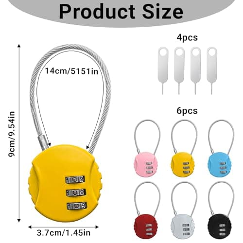 6 Pack Combination Padlock,Small Shed Locks,3-Digit Padlocks with Code — view 4