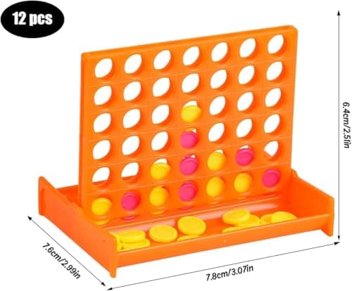 VEYLIN Mini 4 in a Row Classic Board Game, 12 Pack Assorted Colours Four In A Row Board Games Party Bag Fillers, Educational Toy for Boys & Girls — view 3