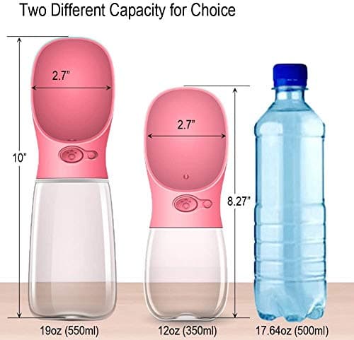 COTOP Dog Water Bottle Portable Dog Drinking Bottles for Walking Travel,Leak-Proof Puppy Water Dispenser & Feeder for Hiking, Camping, Outdoor Doggy Drinking Gift-550ml — view 5