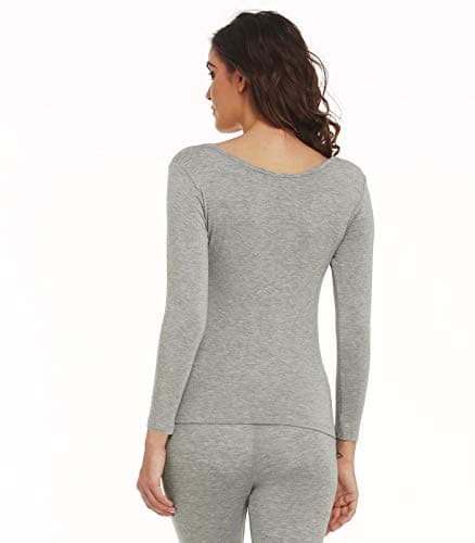 Mcilia Women's Ultrathin Modal Round Neck Long Sleeve Thermal Top/Shirt Grey Small (UK Size 6 8 10) — view 4