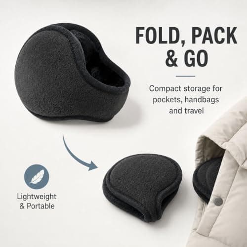 NWDEY 2 Pack Winter Warmers Ear Muffs for Women and Men，Black*Black — view 6