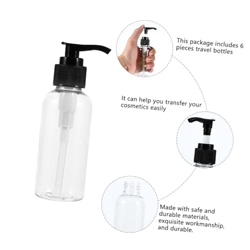 6 Pack 100ml Plastic Pump Bottles for Lotion and Skincare — view 3