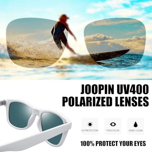 Joopin Square Sunglasses Polarised UV400 Protection Men Women White Orange — view 5