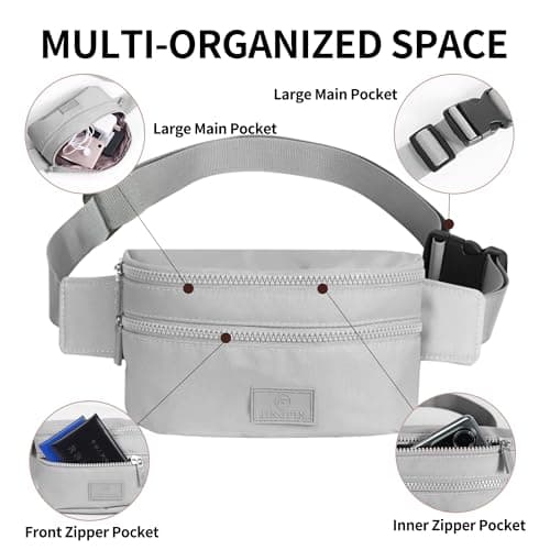 Bumbags Waist Fanny Pack Ladies Fashion Bum Bag with Adjustable Belt for Sport Hiking Girls Women Men (Grey) — view 5