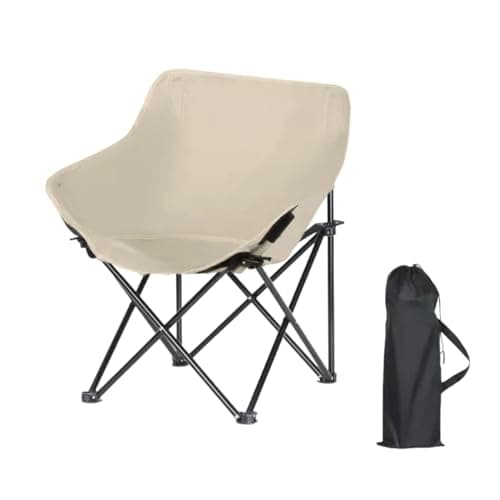 Greenfields Moon Chair with Carry Bag – Foldable Camping Seat with Armrests and Pockets – Portable Aluminium Folding Chair for Nature Hikes, Beach, Picnic or Outdoor Fishing Travel Comfort