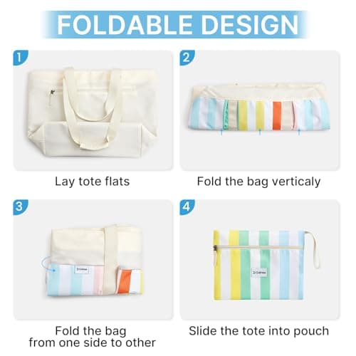 G4Free 35/50L Foldable Beach Bag with Zipper Pockets, Waterproof Tote Pool Handbags for Women, Compatible with Stanley Cup, Weekender, Travel, Holiday — view 4