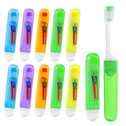 Travel Toothbrush, Individually Packaged, 5 Colors, Foldable Storage, Travel Toothbrush Kit Suitable for Camping, Hotels (10-Pack)