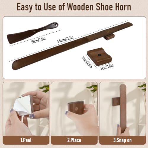 sinpelivot Magnetic Long Handle Wooden Shoe Horn with Travel Shoe — view 5