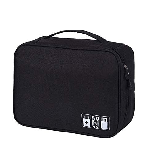 HCFGS Travel Cable Organiser Bag, Electronics Accessories Organizer Bag, Universal Carry Travel Gadget Bag for Cables, Power Bank,USB Drive, Charger Hard Disk (Black)