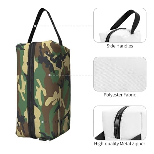 Green Military Camo Print Storage Bag - Toiletry Shaving Dopp Kit, Travel Cosmetic Bags, Packing Organizer, Portable Pouch — view 3