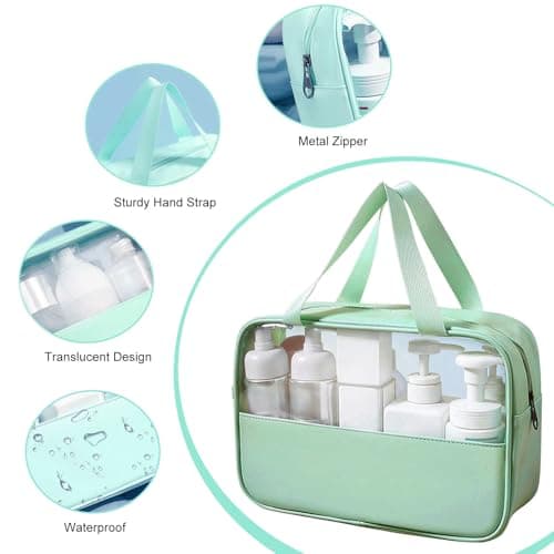Clear Travel Toiletries Bag, 3Pcs Portable Travel Toiletry Bag(Green) — view 3