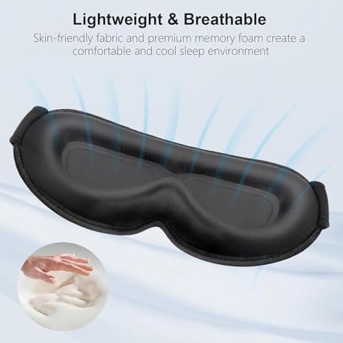 SSKHE 100% Blackout Sleep Mask for Men and Women, 3D Ultra Soft Smooth Skin-Friendly Comfortable Zero Eye Pressure Eyelash Friendly Eye Mask with Adjustable Strap for Sleep Travel Holiday Essentials — view 5