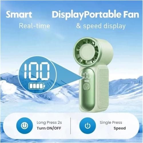 dididudi 3Pack Portable Turbo Handheld Fan, Mini USB Rechargeable Personal Pocket Fan, 5 Adjustable Speeds Small Travel Cooling Fan with LED Digital Display, Hand Held Fan for Outdoor Office Travel — view 3