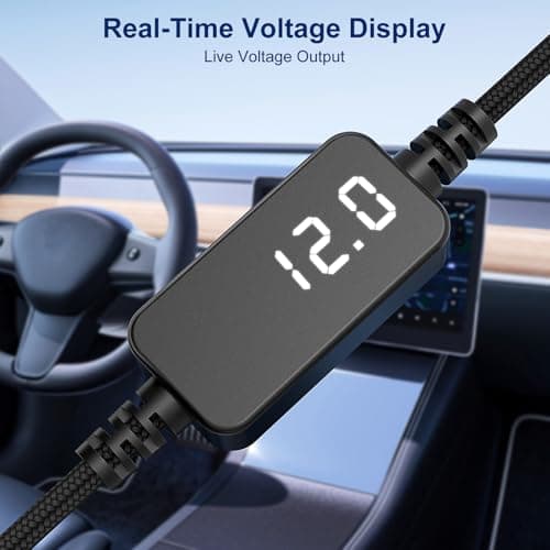 J&D USB C to 12V Cigarette Lighter Adapter, USB C DC 12V 18W Car Cigarette Lighter Socket Converter Cable for Dash Cam, GPS, Driving Recorder, Supports Voltage Display, Red, 1.5 Meter — view 2