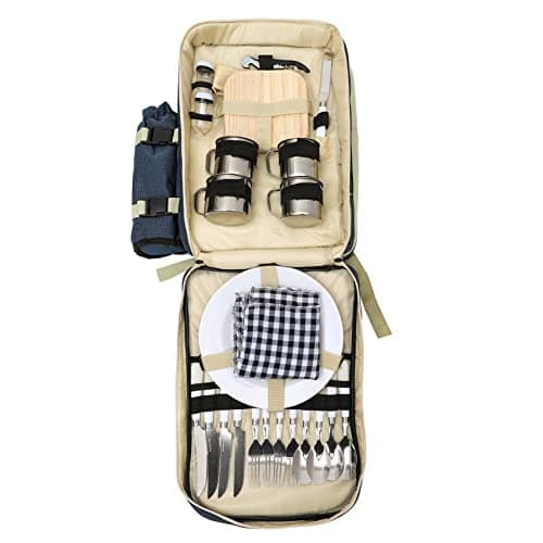 CMY 4 Person Picnic Backpack with Insulated Cooler Compartment — view 2