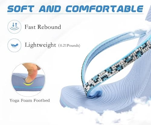 KuaiLu Women's Rhinestone Flip Flops Arch Support Yoga Mat Cushion Sandals — view 5