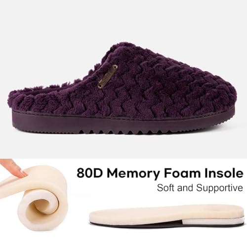 LongBay Women's Flannel Slippers Soft Memory Foam Slip on House Shoes Indoor Outdoor（5-6, Purple） — view 4
