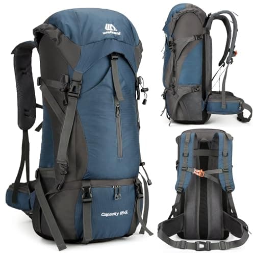 Ezmina 70L Hiking Backpack with Rain Cover Lightweight Camping Rucksack for Men Women Large Trekking Bag Waterproof Travel Backpacking Hiker Daypack for Touring Climbing Outdoor Sport Mountaineering — view 2