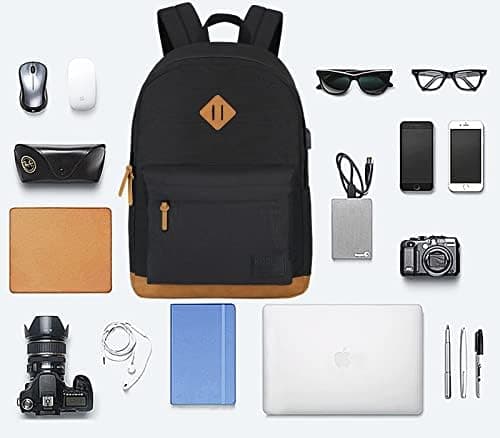 KOPHLY Large Laptop Backpack with USB Charging Port for Men and Women, Classic Travel Backpack for College, Work Bag(Dark Grey) — view 6