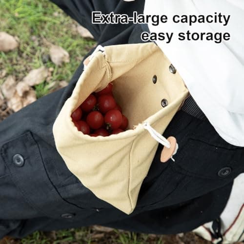 RetroNest Waxed Canvas Foraging Bag Adjustable Belt Buckle Harvesting Pouch — view 2