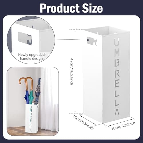 NZWBSHSSP Metal Umbrella Stand, Freestanding Square Mesh Umbrella Holder Walking Stick Stand for Home, Entryway, Office, Hotel and Supermarket Walking Stick Holder(White) — view 2