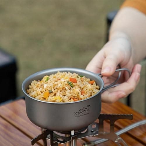 Titanium Camping Pot With Foldable Handle, 300ml Ultralight Portable Outdoor Cookware, Multifunctional 2-In-1 Soup Pot & Bowl For Camping Hiking Picnic — view 4