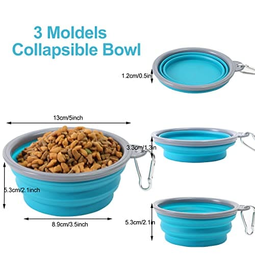 2 Pack Collapsible Dog Bowl, Foldable Dog Travel Bowl Portable Dog Water Bowl Pet Feeding Food Bowl for Camping Hiking Walking 350ml — view 3